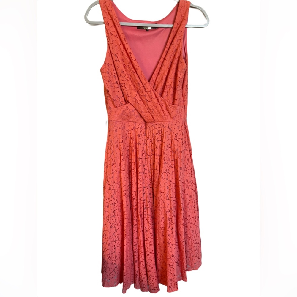 Eva Franco Coral Lace Midi Dress